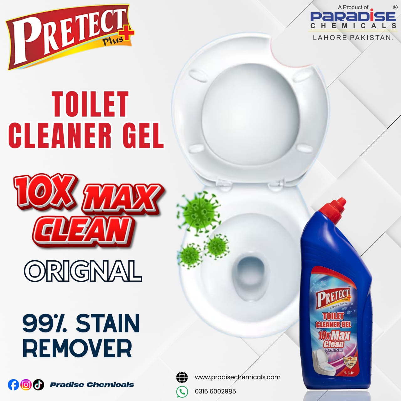 Toilet Cleaner Gel – Kills 99.9% Germs, Removes Tough Stains